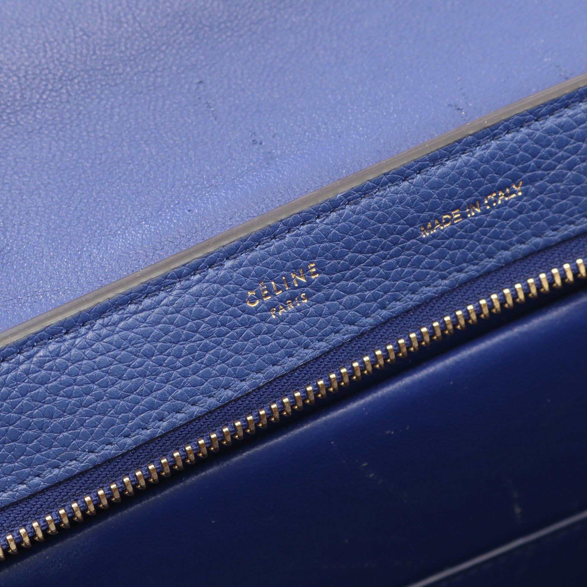 トラペーズ スモール ハンドバッグ レザー スエード ブルー 2WAY セリーヌ バッグ CELINE