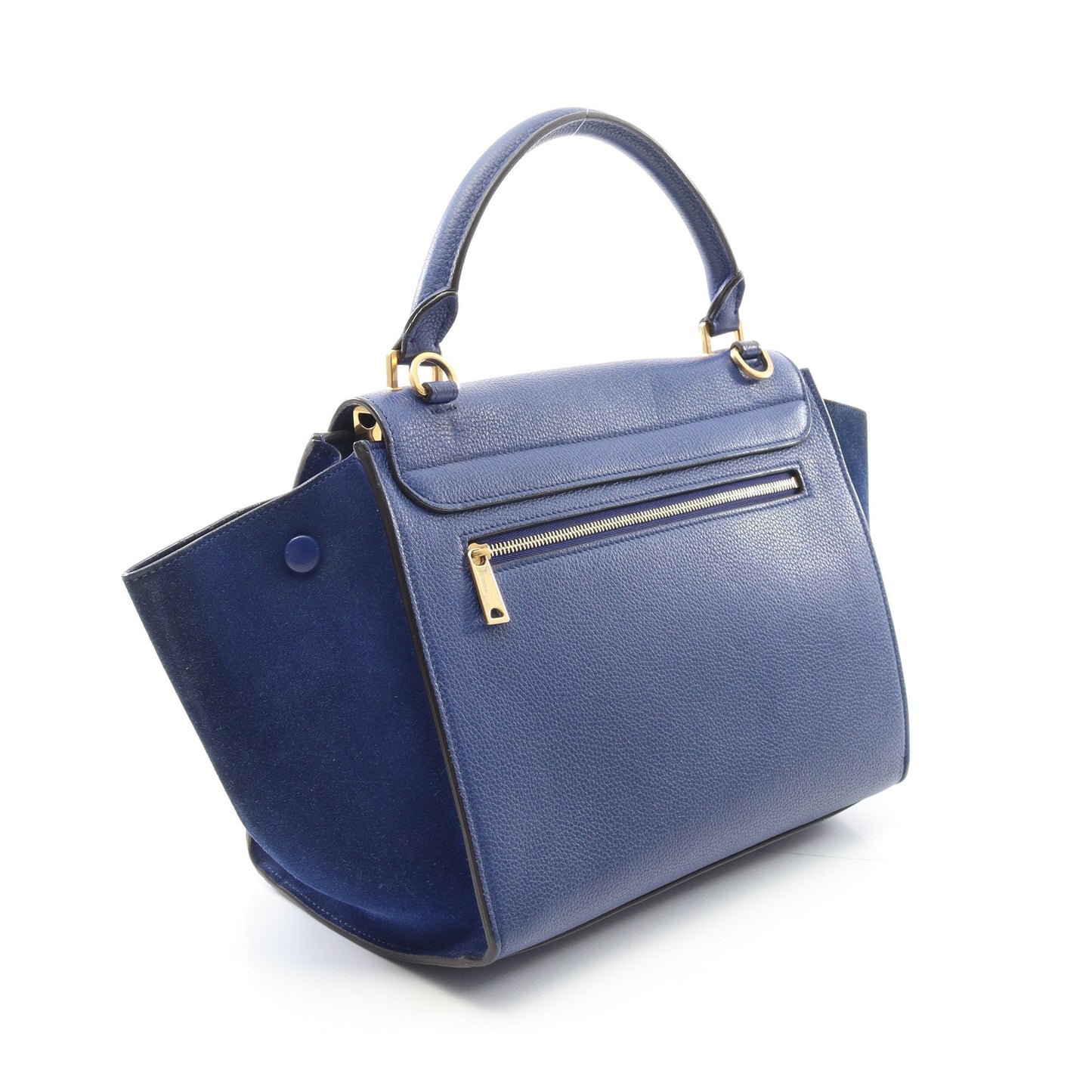 トラペーズ スモール ハンドバッグ レザー スエード ブルー 2WAY セリーヌ バッグ CELINE
