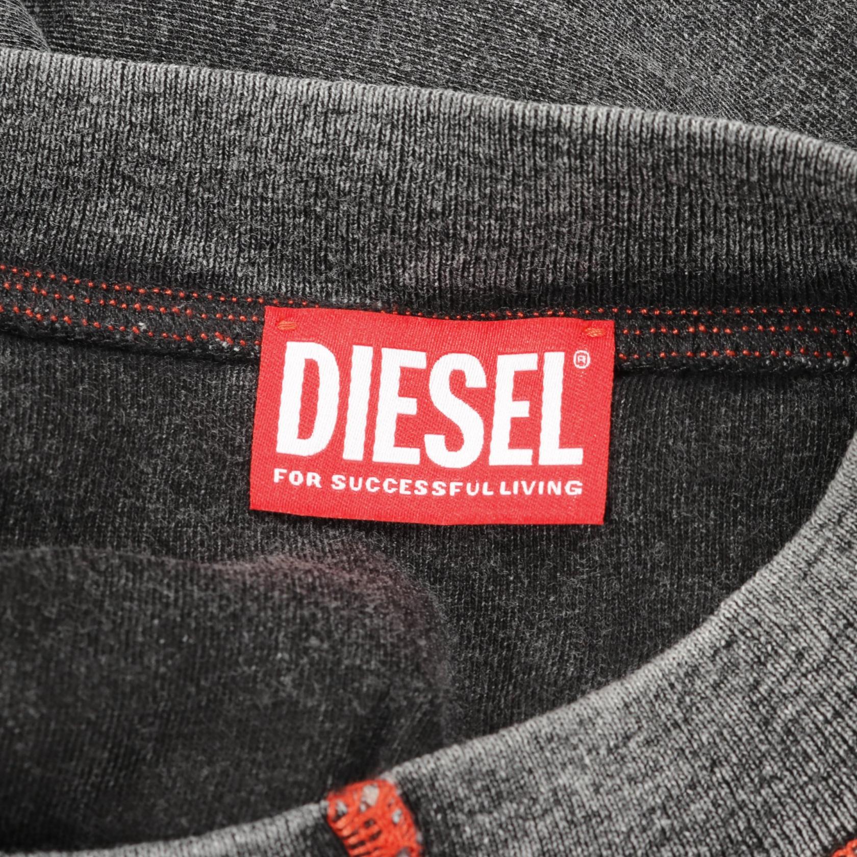 T-WEEK-LS Tシャツ クルーネック 長袖 コットン グレー レッド