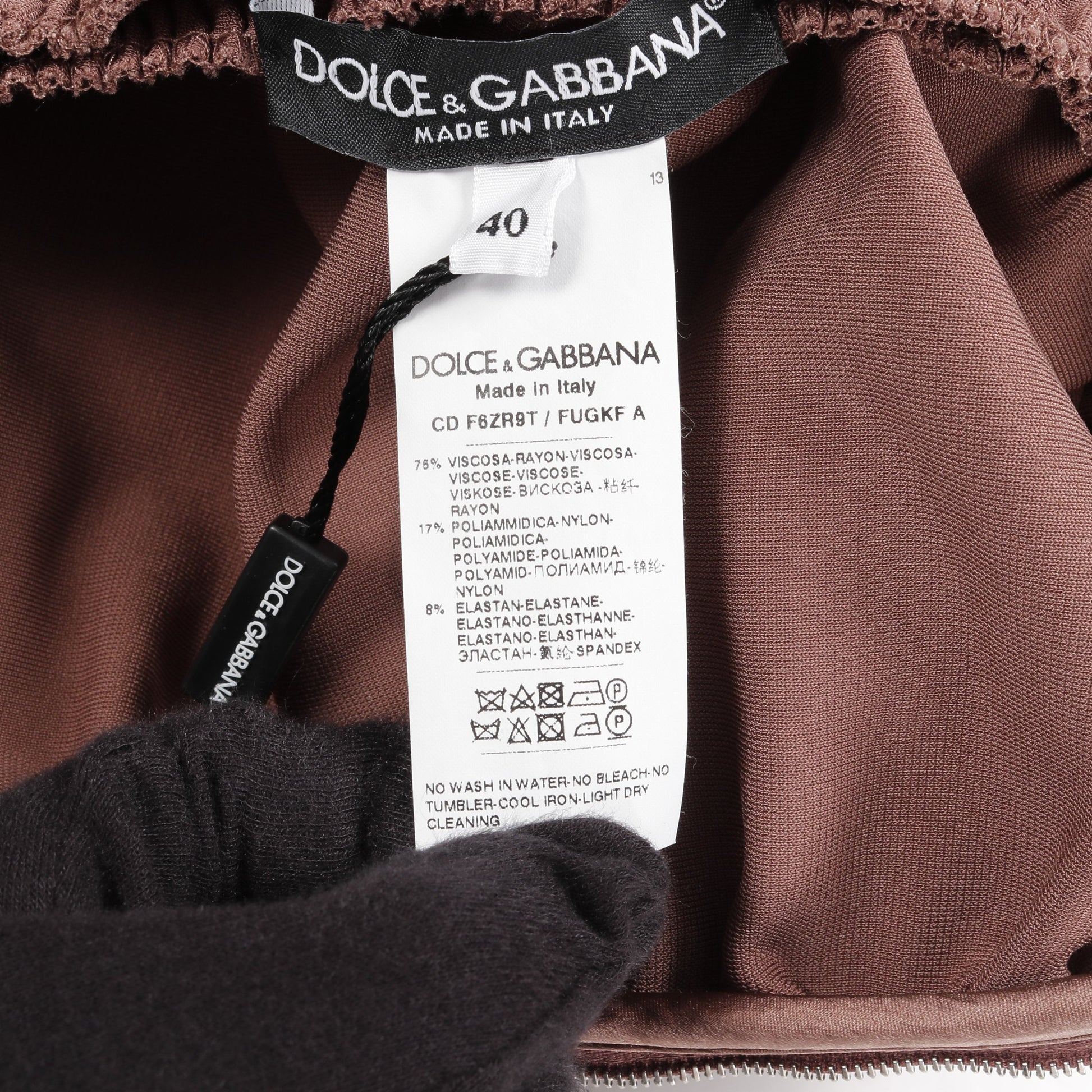 ドレスワンピース ノースリーブ レーヨン ピンクブラウン ドルチェアンドガッバーナ ワンピース DOLCE&GABBANA