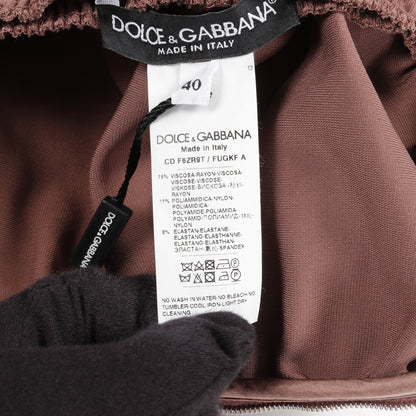 ドレスワンピース ノースリーブ レーヨン ピンクブラウン ドルチェアンドガッバーナ ワンピース DOLCE&GABBANA
