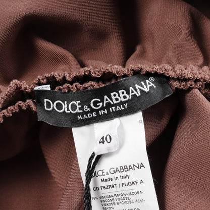 ドレスワンピース ノースリーブ レーヨン ピンクブラウン ドルチェアンドガッバーナ ワンピース DOLCE&GABBANA