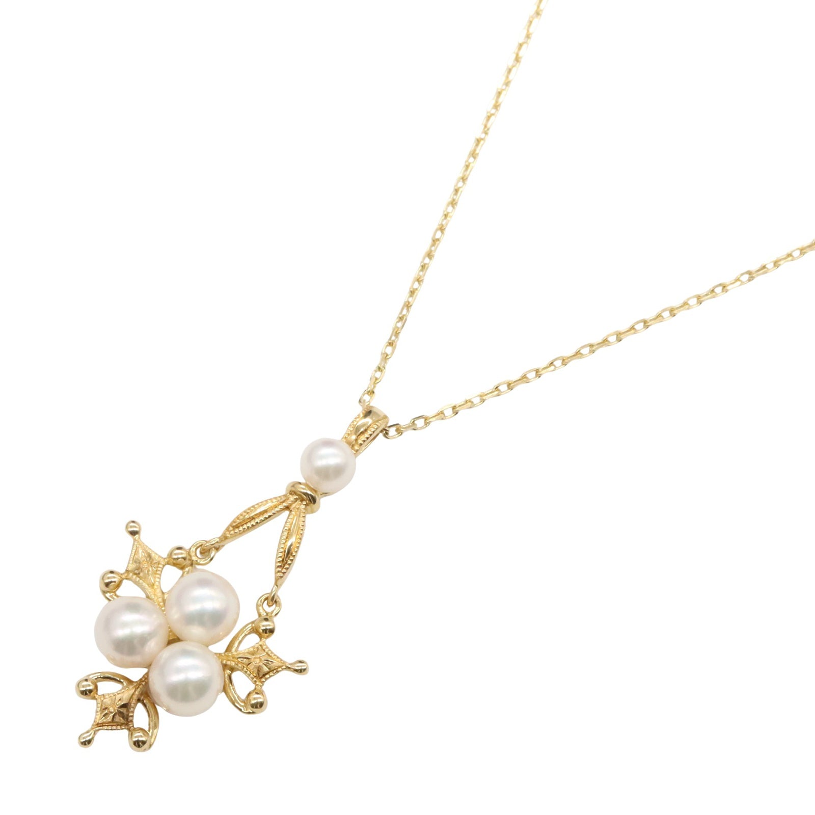 パール ネックレス 4PD ネックレス K18（イエローゴールド） ダイヤモンド パール ホワイト クリア ミキモト アクセサリー MIKIMOTO
