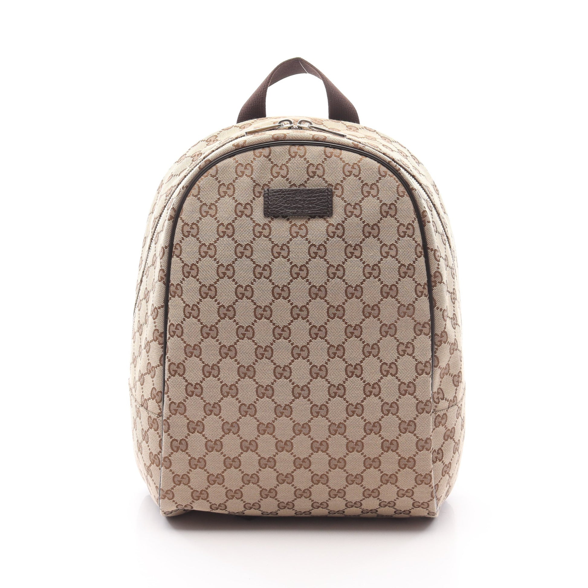 GGキャンバス バックパック リュックサック キャンバス レザー ベージュ ダークブラウン グッチ バッグ GUCCI