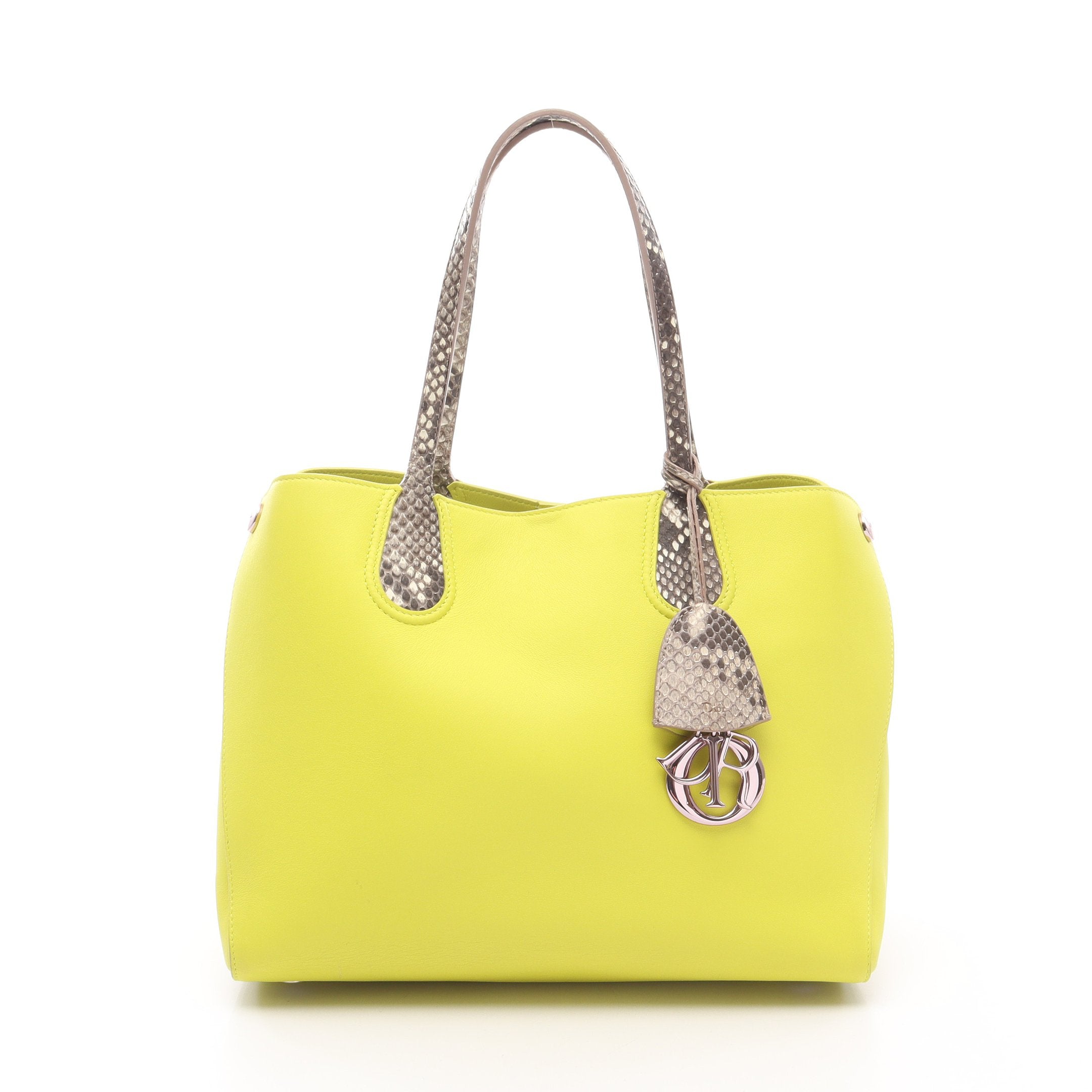 アディクト ハンドバッグ トートバッグ レザー パイソン イエロー