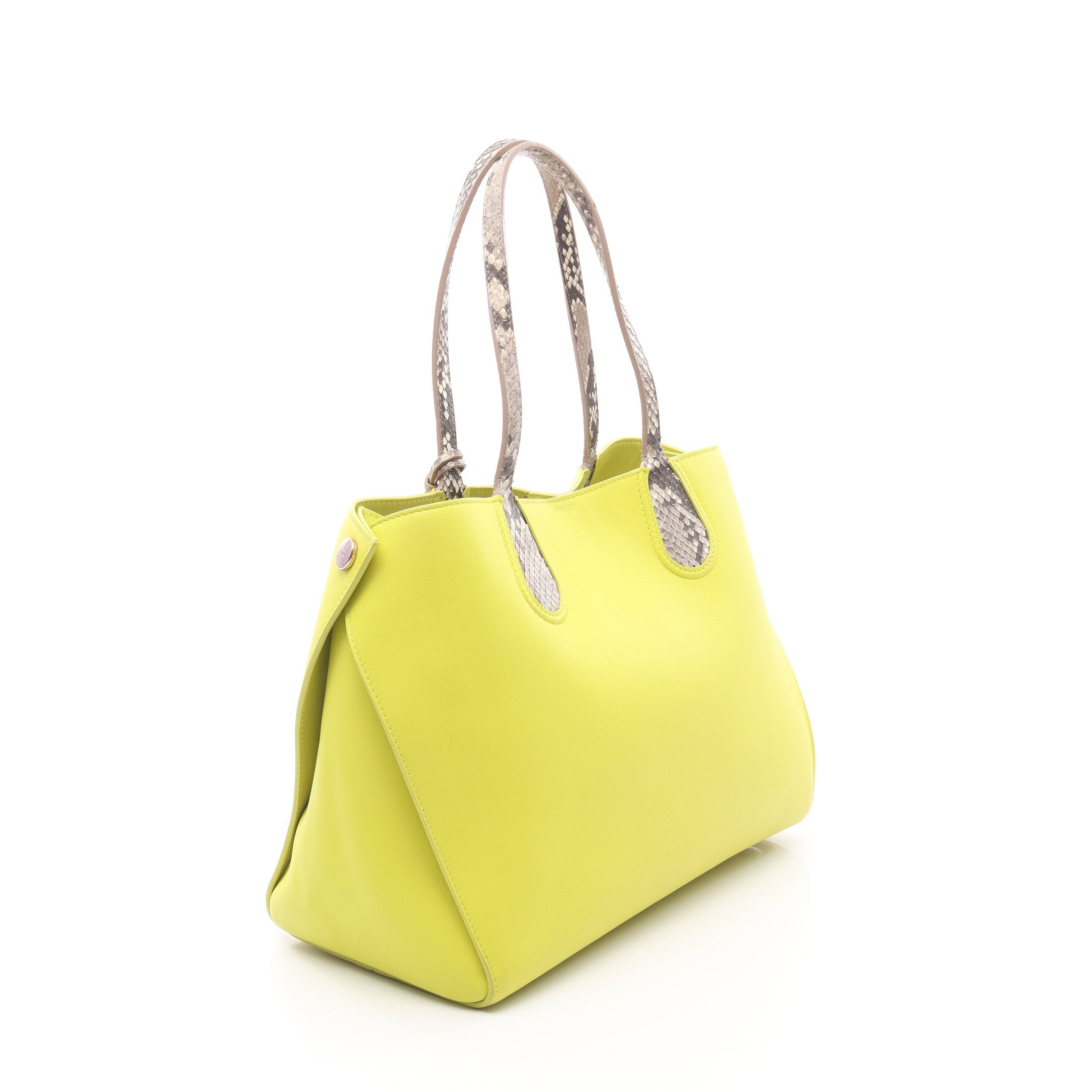 アディクト ハンドバッグ トートバッグ レザー パイソン イエロー