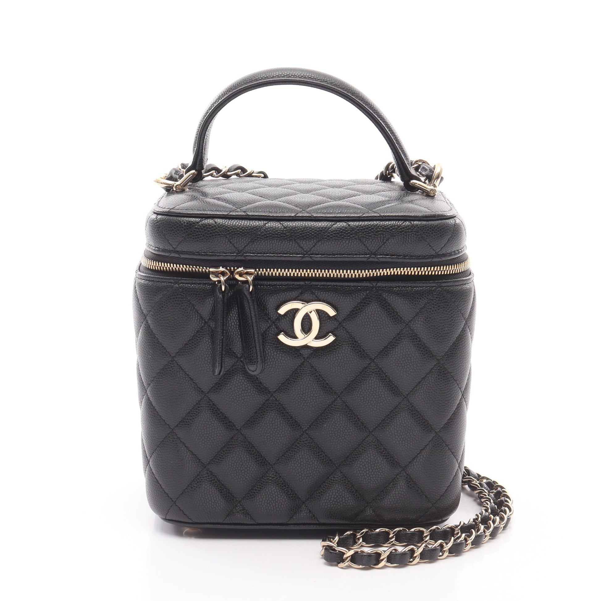 マトラッセ チェーンショルダーバッグ キャビアスキン ブラック ゴールド金具 2WAY シャネル バッグ CHANEL