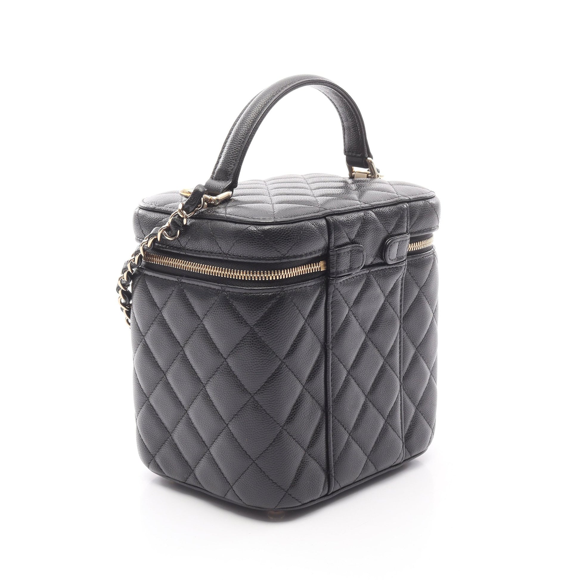 マトラッセ チェーンショルダーバッグ キャビアスキン ブラック ゴールド金具 2WAY シャネル バッグ CHANEL