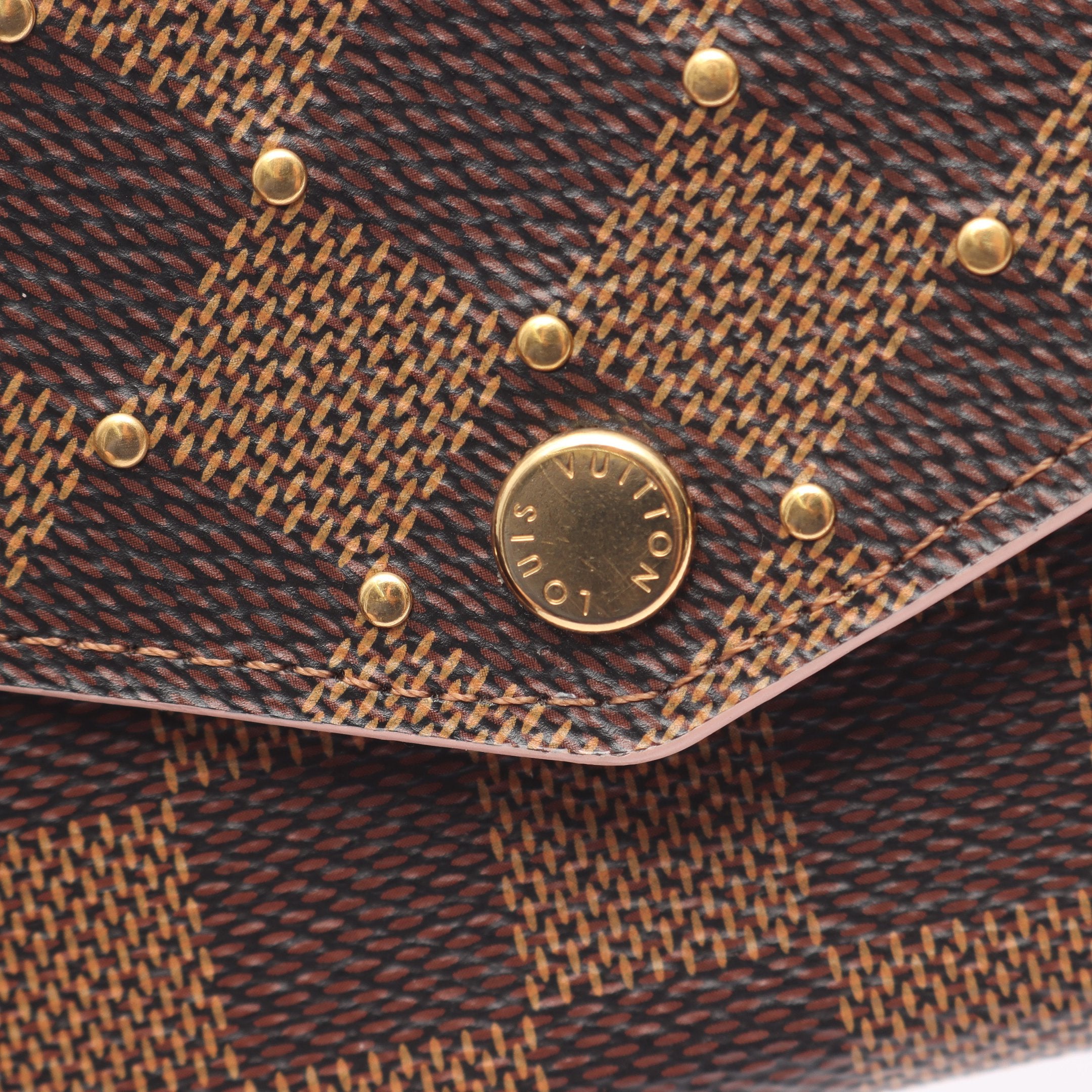 ポルトフォイユ サラ ダミエエベヌ スタッズ ローズバレリーヌ 二