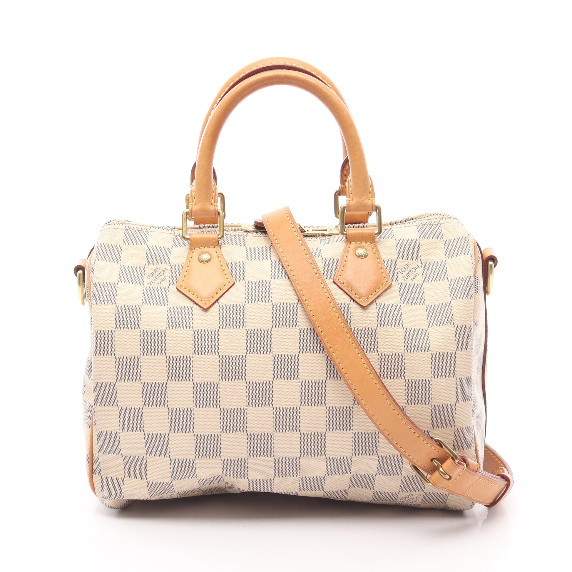 スピーディ バンドリエール25 ダミエ アズール ハンドバッグ PVC レザー ホワイト 2WAY ルイヴィトン バッグ LOUIS VUITTON
