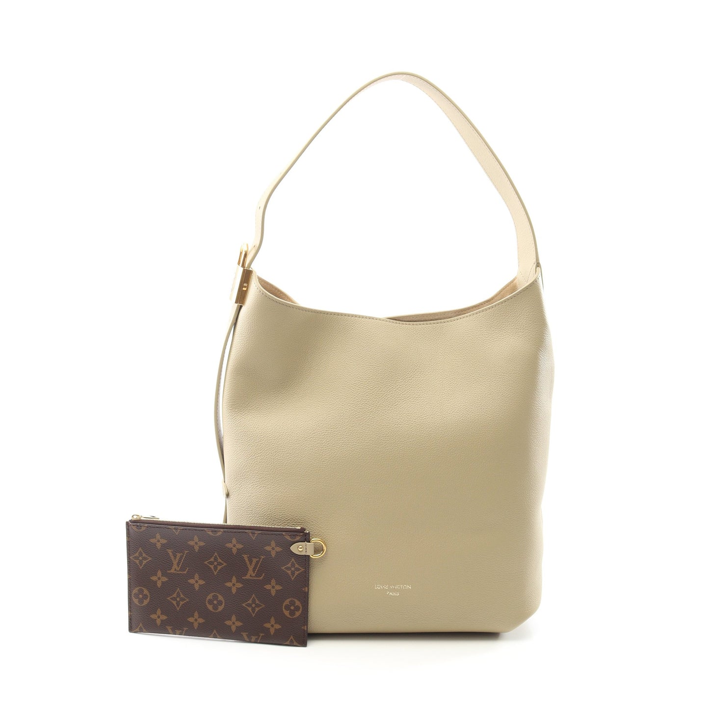 希少Louis Vuitton ベージュ ショルダーバッグストーン付きロゴ