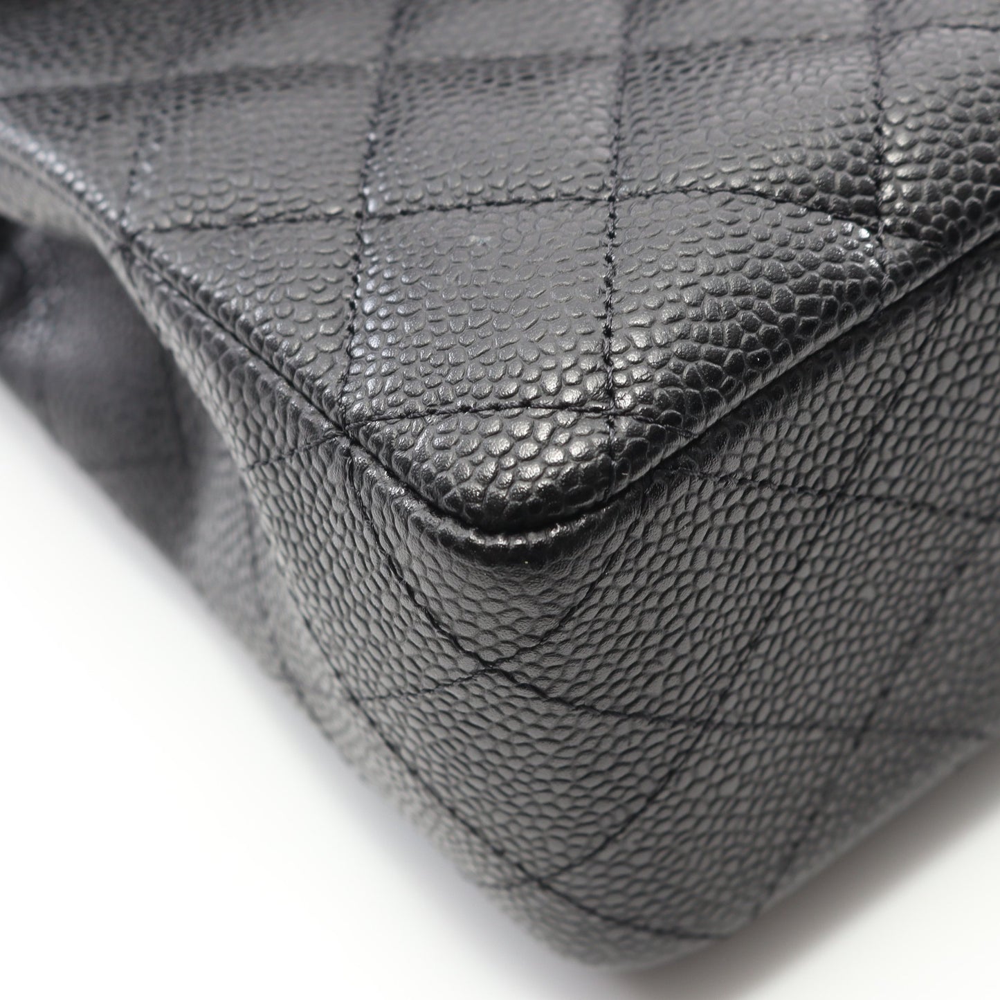マトラッセ Wフラップ Wチェーンショルダーバッグ キャビアスキン ブラック シルバー金具 シャネル バッグ CHANEL