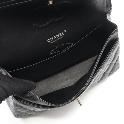 マトラッセ Wフラップ Wチェーンショルダーバッグ キャビアスキン ブラック シルバー金具 シャネル バッグ CHANEL