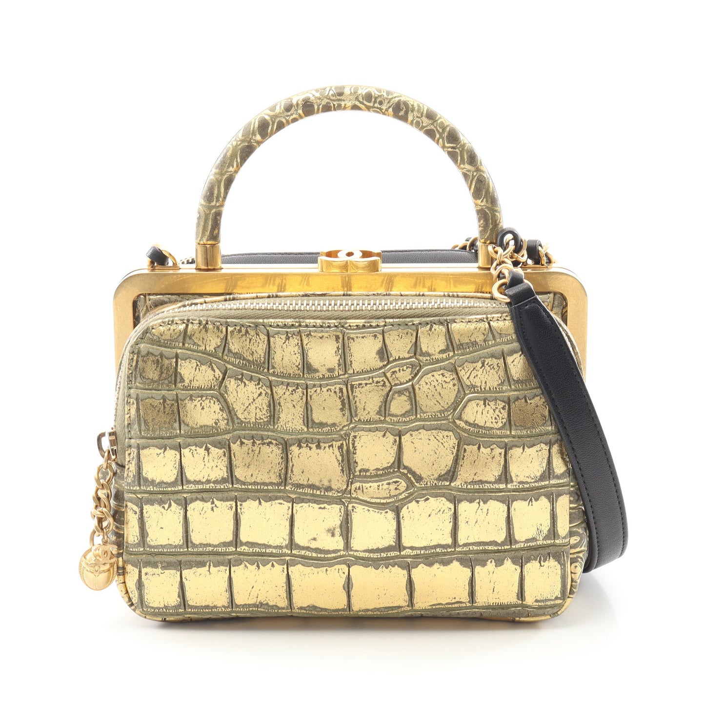 ココマーク ショルダーバッグ レザー ゴールド ブラック ゴールド金具 がま口 2WAY シャネル バッグ CHANEL