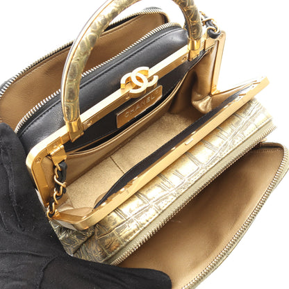 ココマーク ショルダーバッグ レザー ゴールド ブラック ゴールド金具 がま口 2WAY シャネル バッグ CHANEL