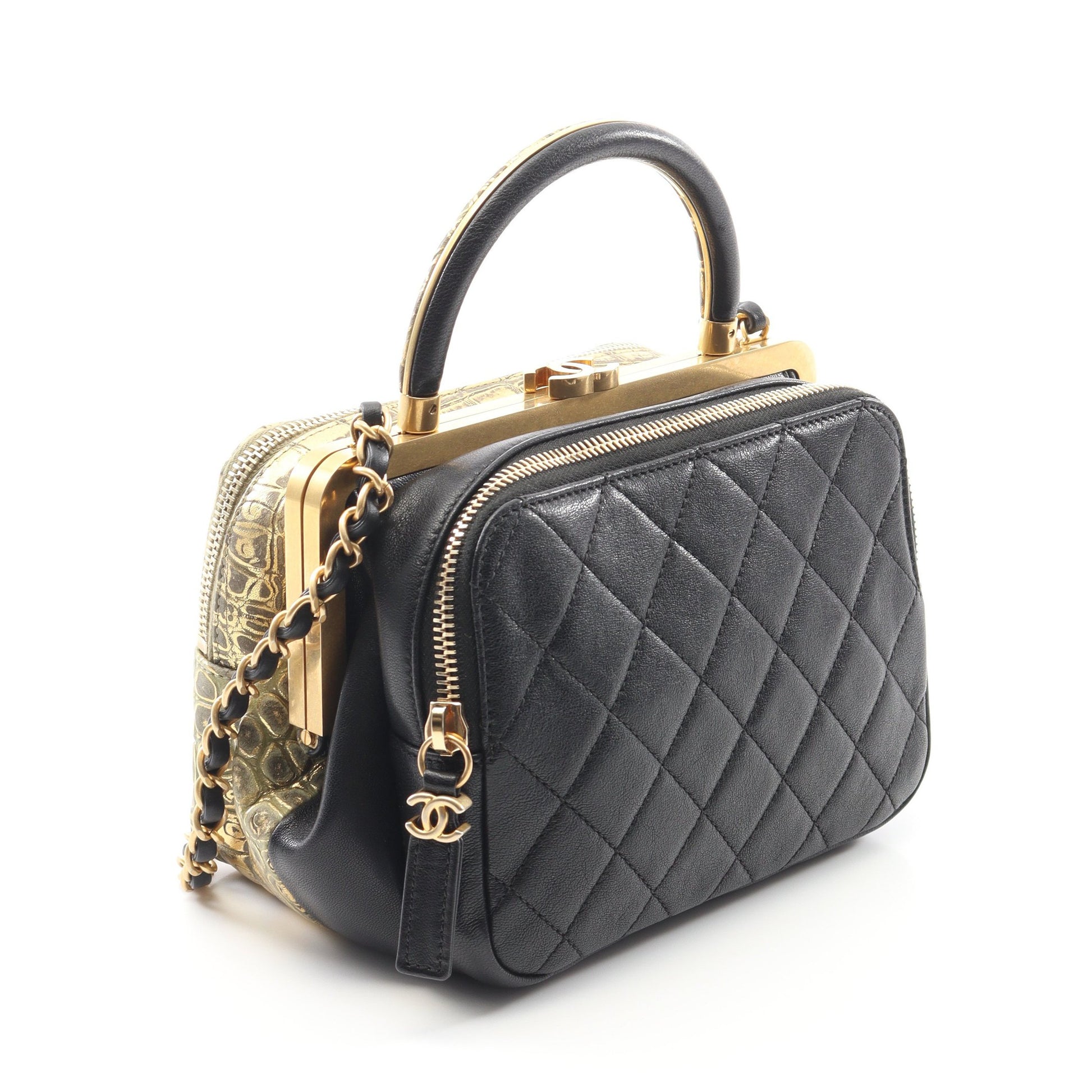 ココマーク ショルダーバッグ レザー ゴールド ブラック ゴールド金具 がま口 2WAY シャネル バッグ CHANEL
