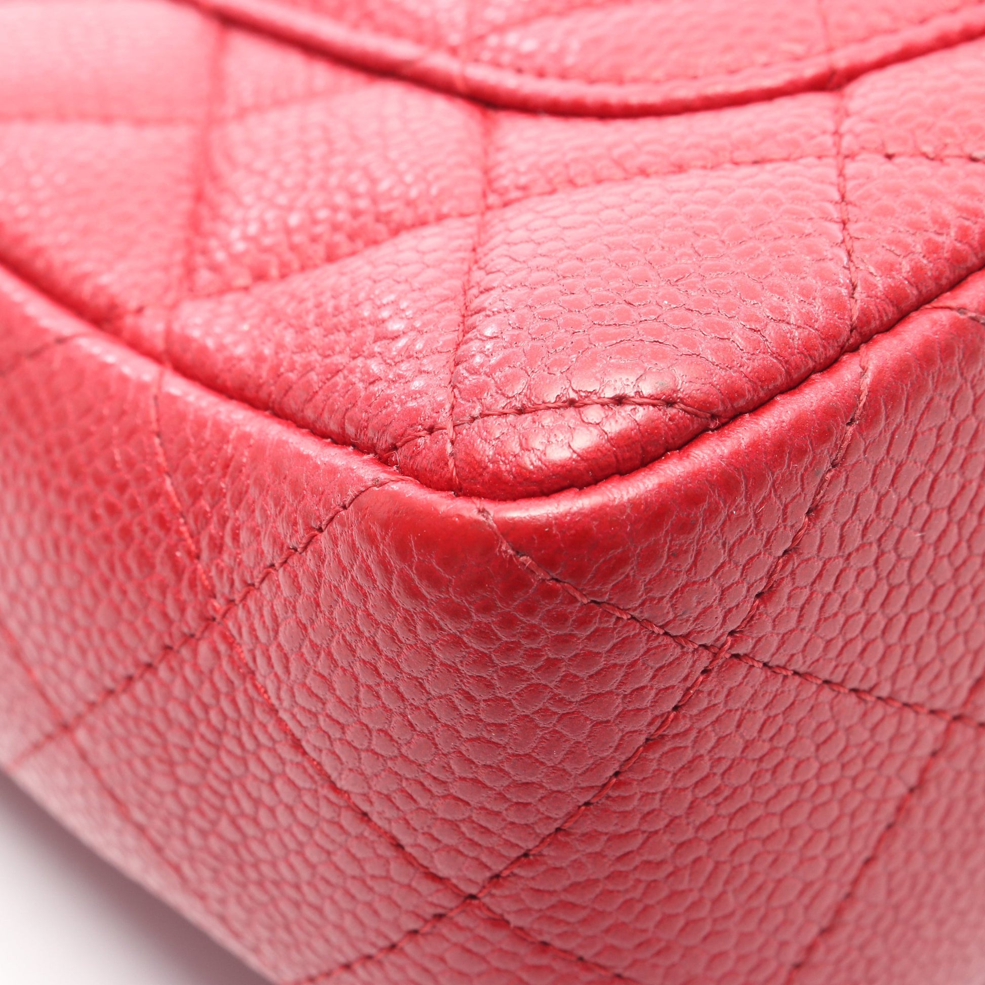 ミニマトラッセ20 チェーンショルダーバッグ キャビアスキン レッド シルバー金具 シャネル バッグ CHANEL