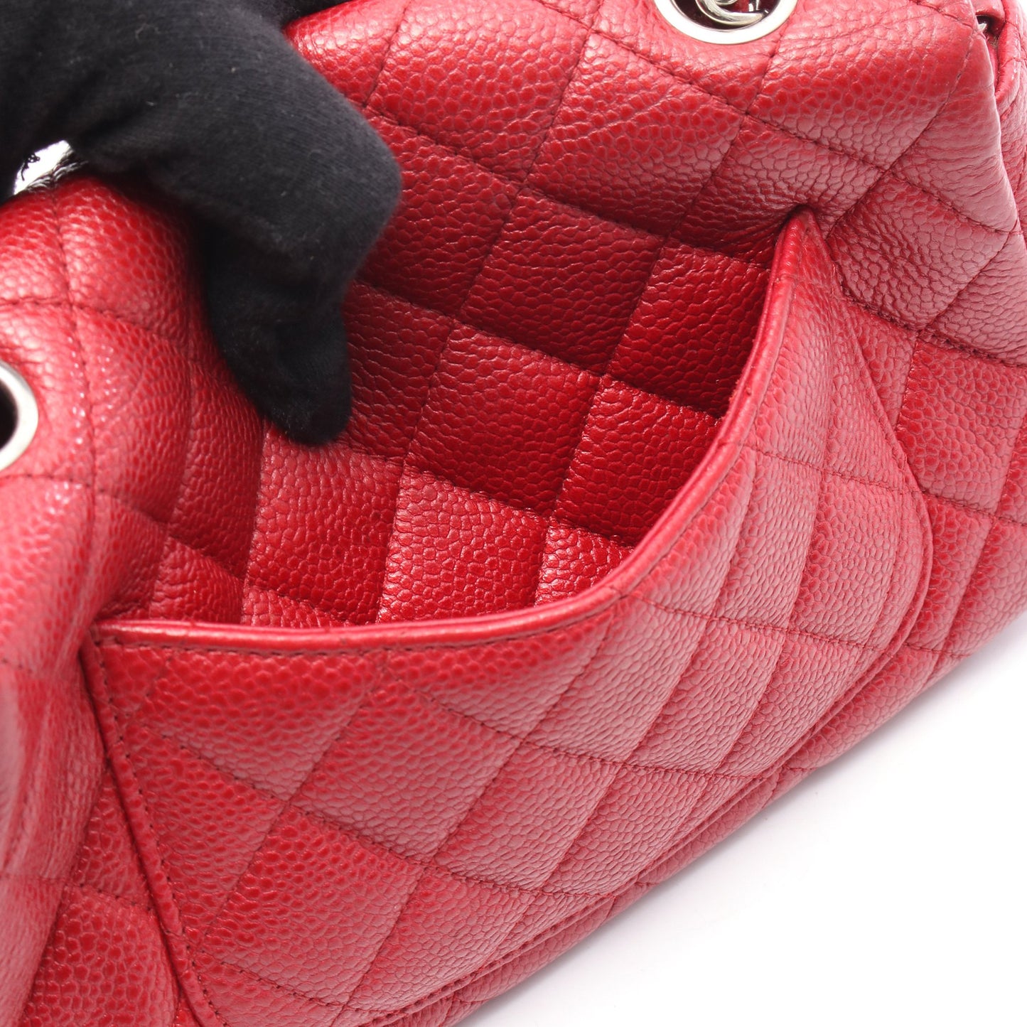 ミニマトラッセ20 チェーンショルダーバッグ キャビアスキン レッド シルバー金具 シャネル バッグ CHANEL