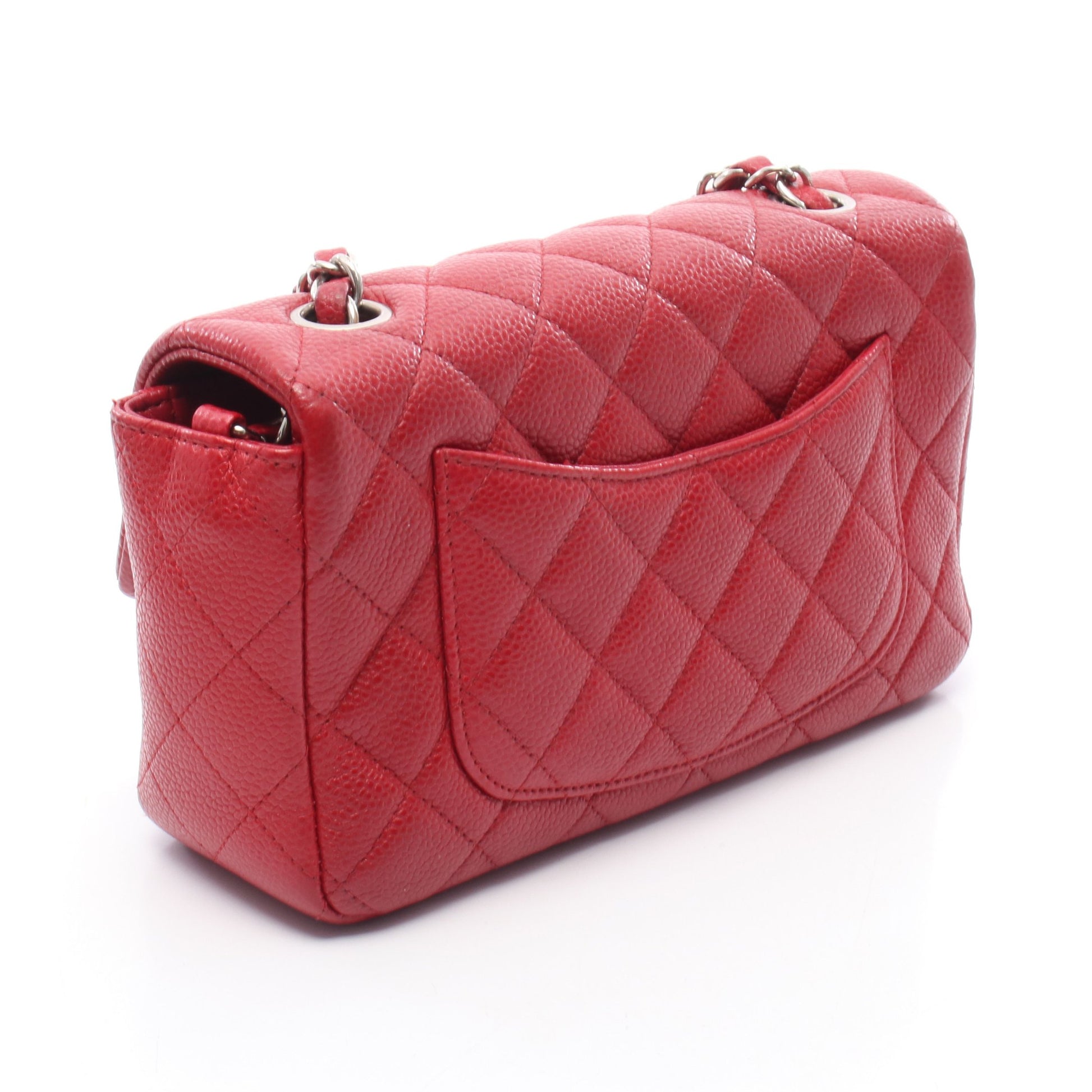 ミニマトラッセ20 チェーンショルダーバッグ キャビアスキン レッド シルバー金具 シャネル バッグ CHANEL
