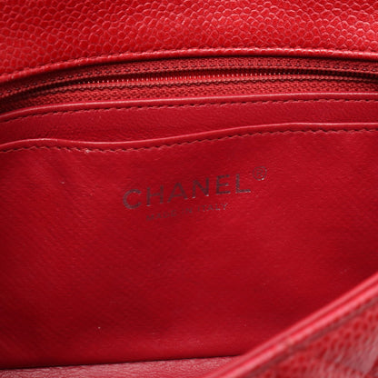ミニマトラッセ20 チェーンショルダーバッグ キャビアスキン レッド シルバー金具 シャネル バッグ CHANEL