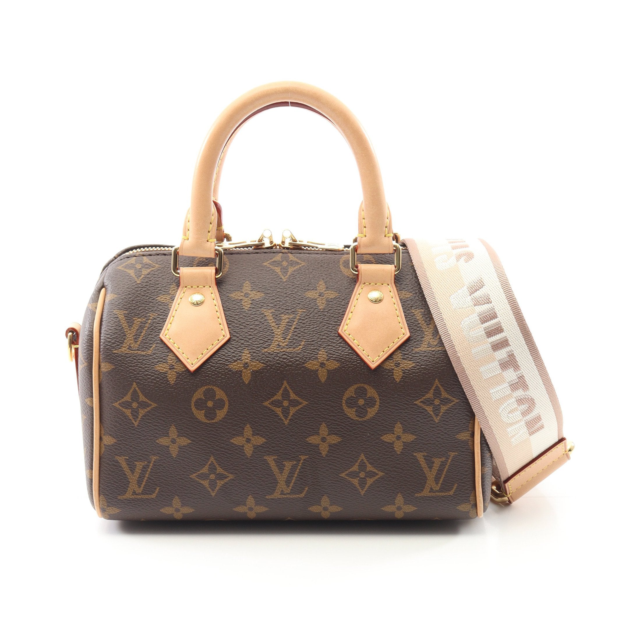 ルイ・ヴィトン ハンドバッグ ブラウン/ベージュ スピーディ バンドリエール 20 モノグラム ベージュ ハンドバッグ PVC