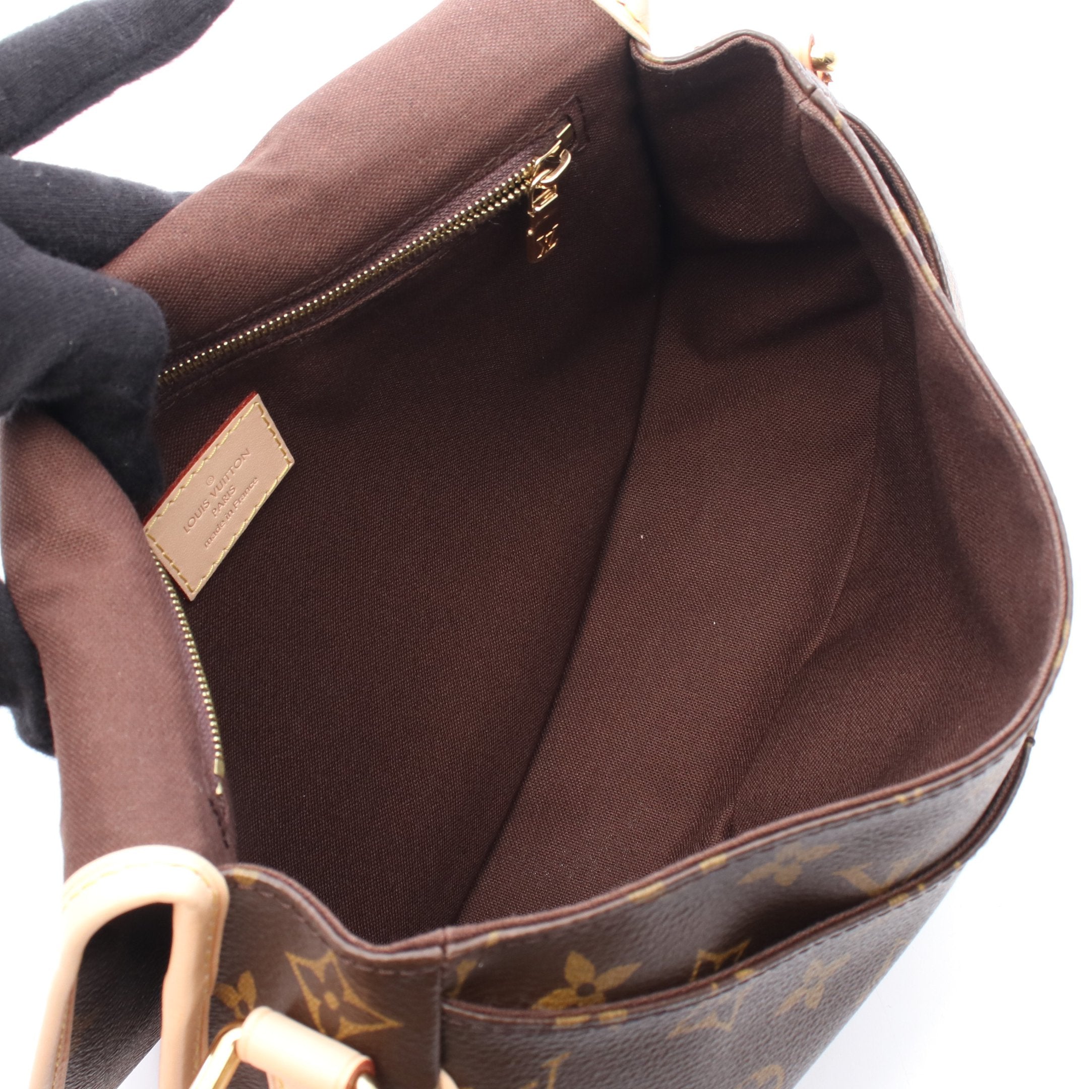 メニルモンタンPM モノグラム ショルダーバッグ PVC レザー ブラウン