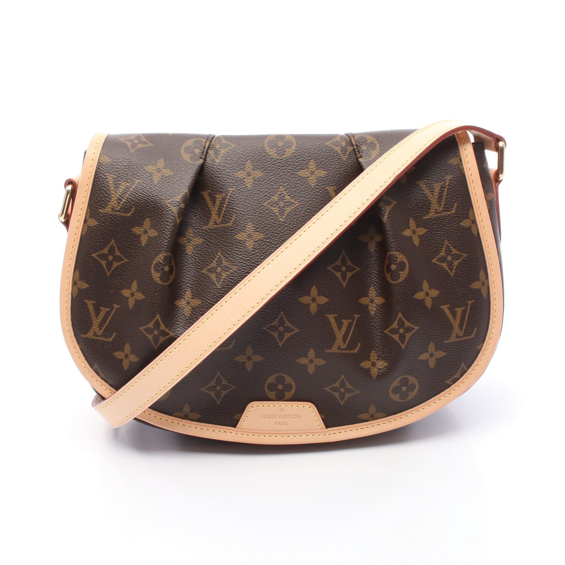 メニルモンタンPM モノグラム ショルダーバッグ PVC レザー ブラウン  