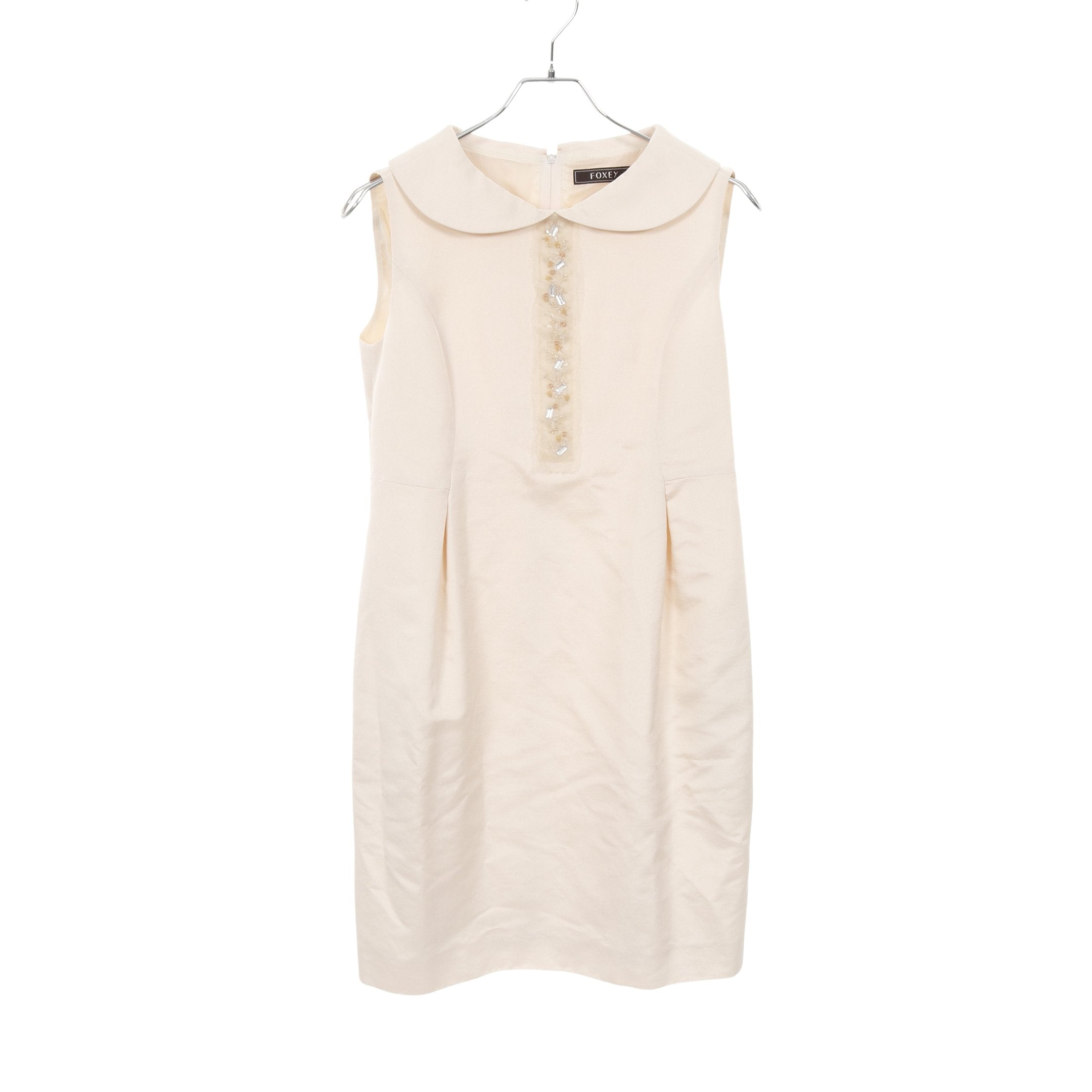 FOXEY シルクワンピース リボン ベージュ ワンピース ビジュー シルク ウール ベージュ フォクシー – RECLO