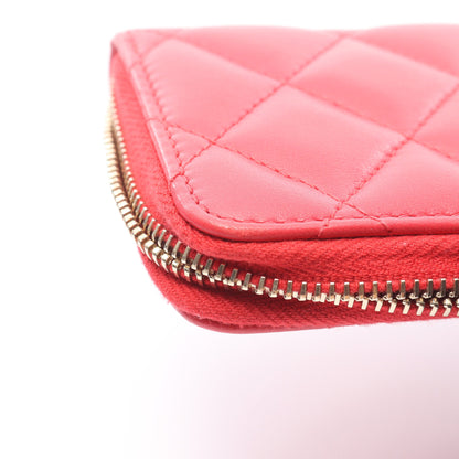 マトラッセ コインケース ラムスキン ピンクレッド ゴールド金具 シャネル 財布・小物 CHANEL