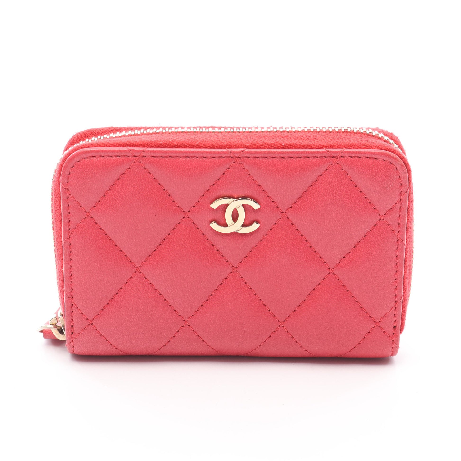 マトラッセ コインケース ラムスキン ピンクレッド ゴールド金具 シャネル 財布・小物 CHANEL