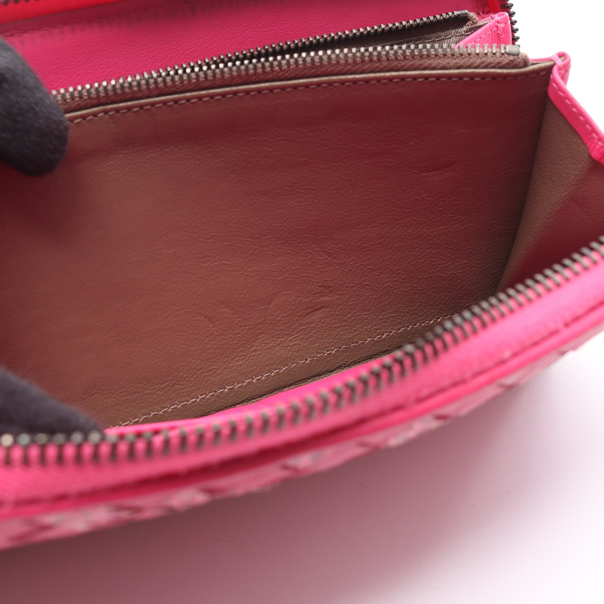 イントレチャート ラウンドファスナー長財布 レザー パイソン ピンク  