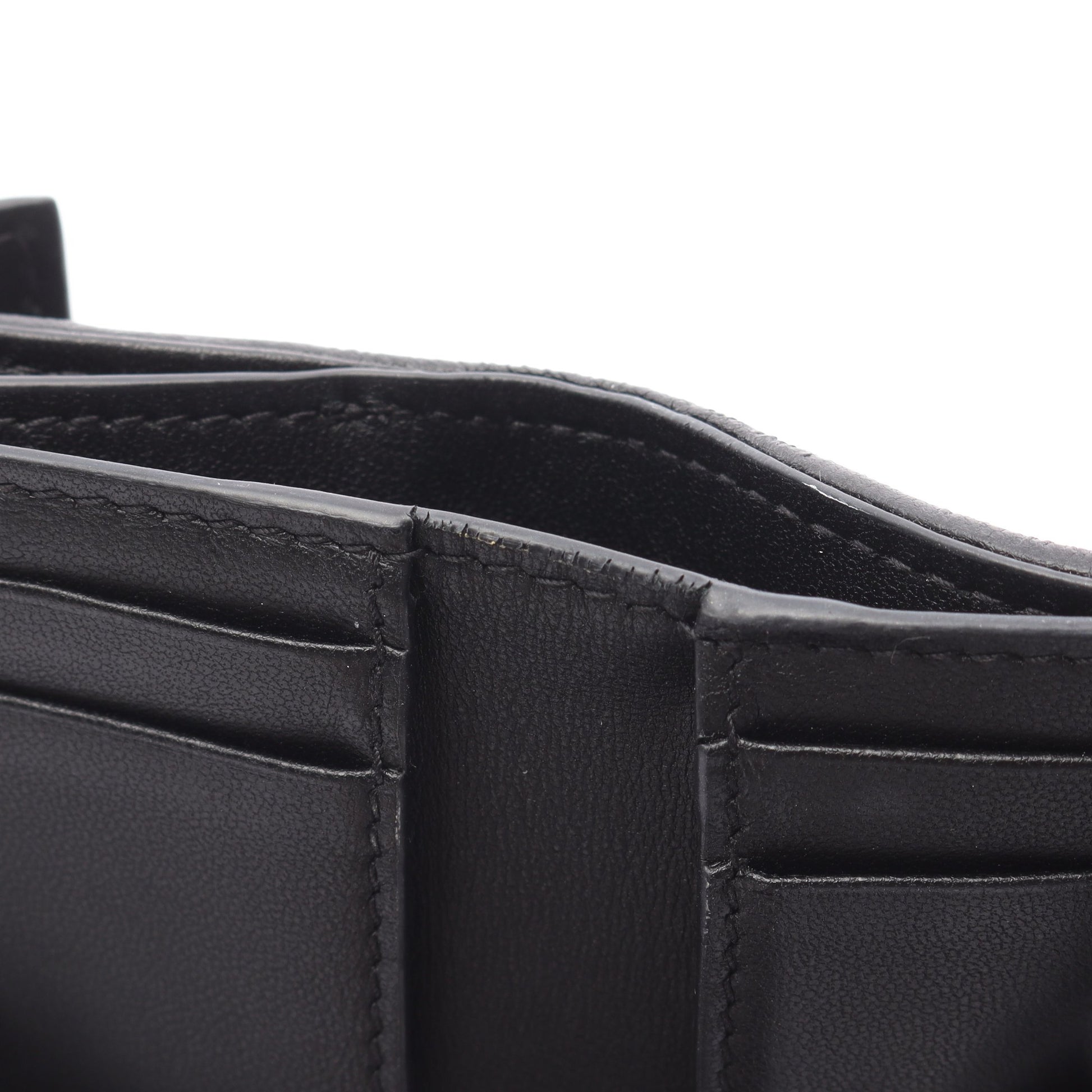 LADY DIOR ロータスウォレット 三つ折り財布 レザー ブラック  