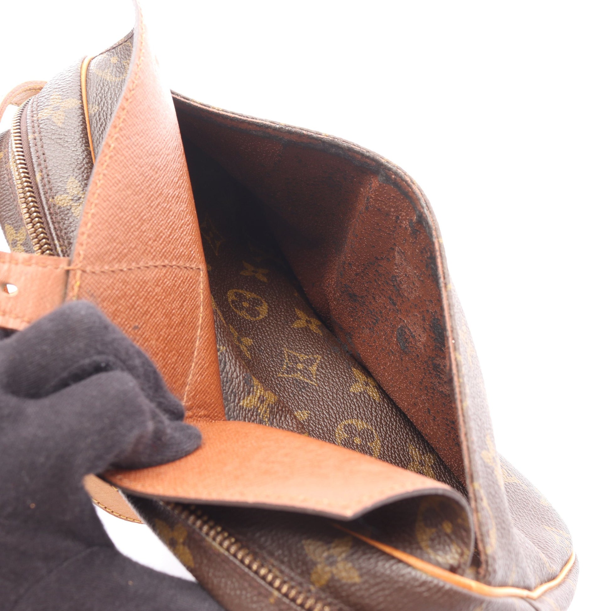 ジュヌフィーユ モノグラム ショルダーバッグ PVC レザー ブラウン ルイヴィトン バッグ LOUIS VUITTON
