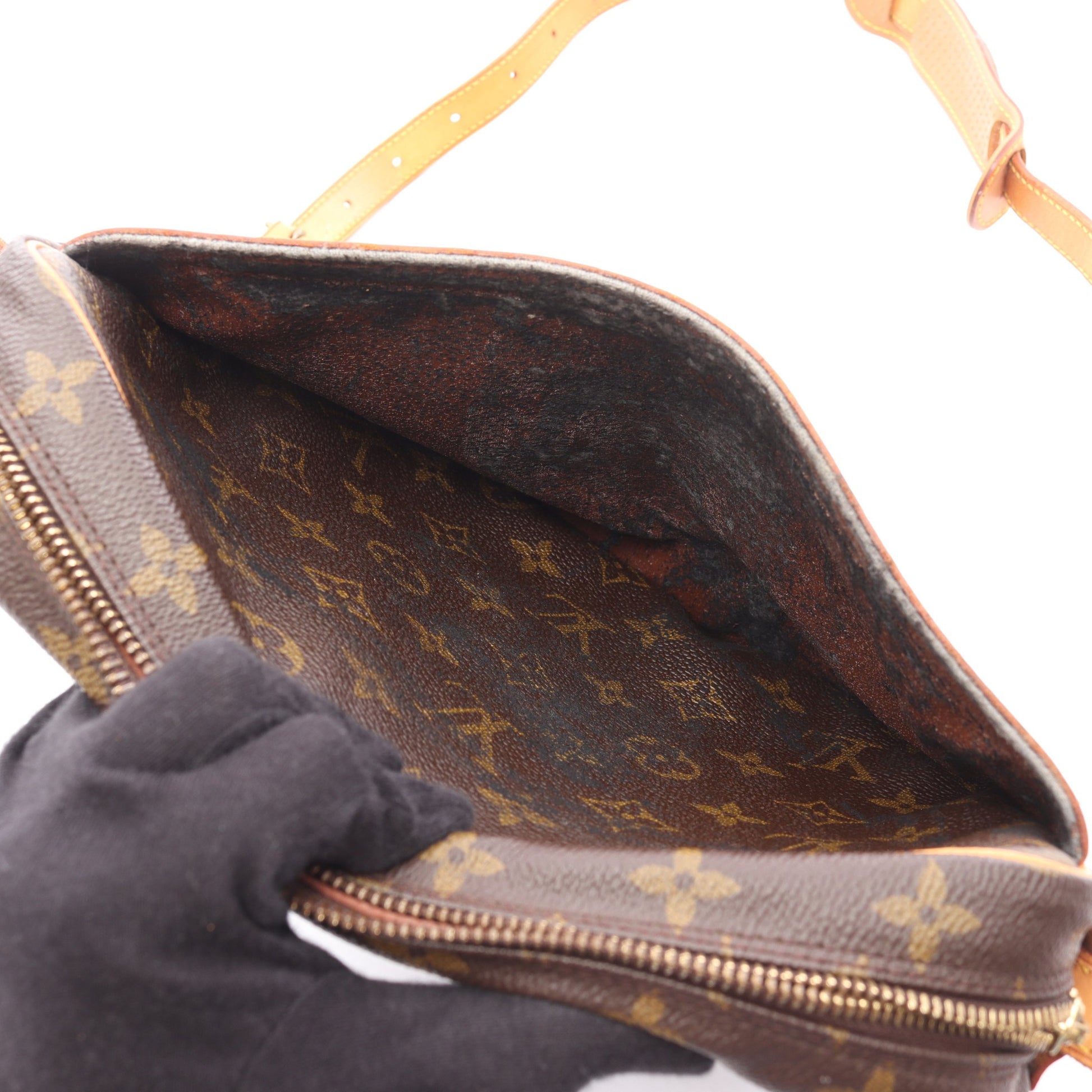 ジュヌフィーユ モノグラム ショルダーバッグ PVC レザー ブラウン ルイヴィトン バッグ LOUIS VUITTON