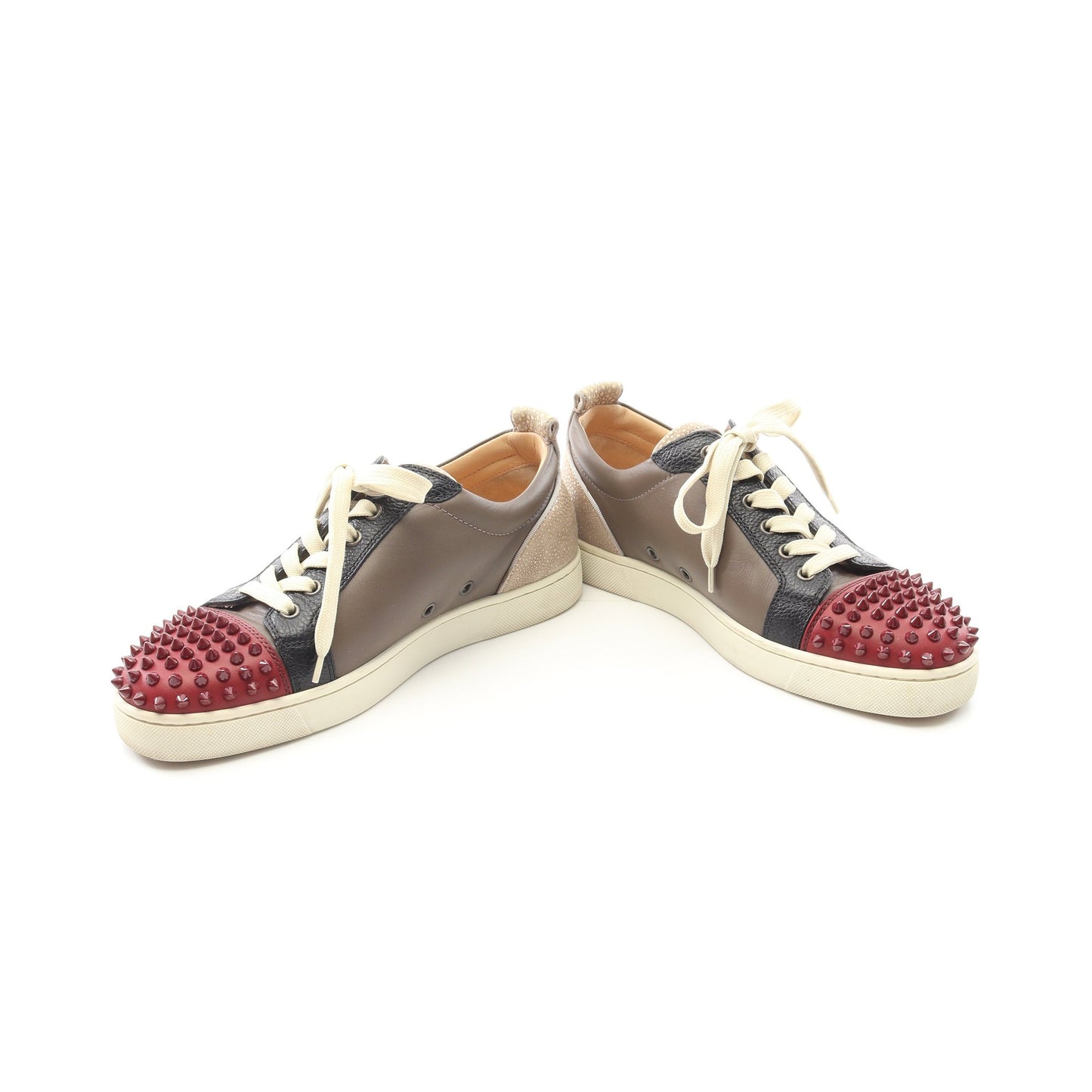 LOUIS JUNIOR SPIKES スニーカー レザー ブラウン バーガンディ ブラック スパイクスタッズ クリスチャンルブタン シューズ Christian Louboutin