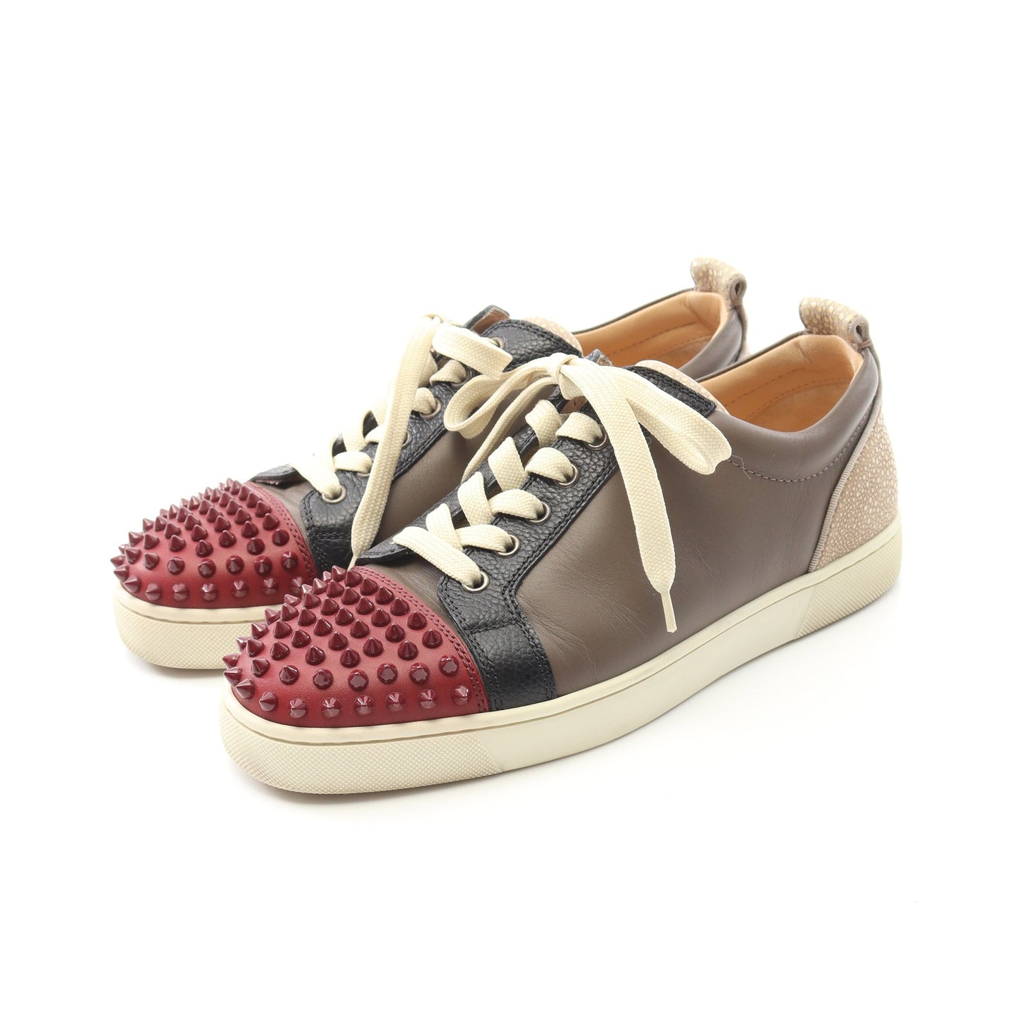 LOUIS JUNIOR SPIKES スニーカー レザー ブラウン バーガンディ ブラック スパイクスタッズ クリスチャンルブタン シューズ Christian Louboutin