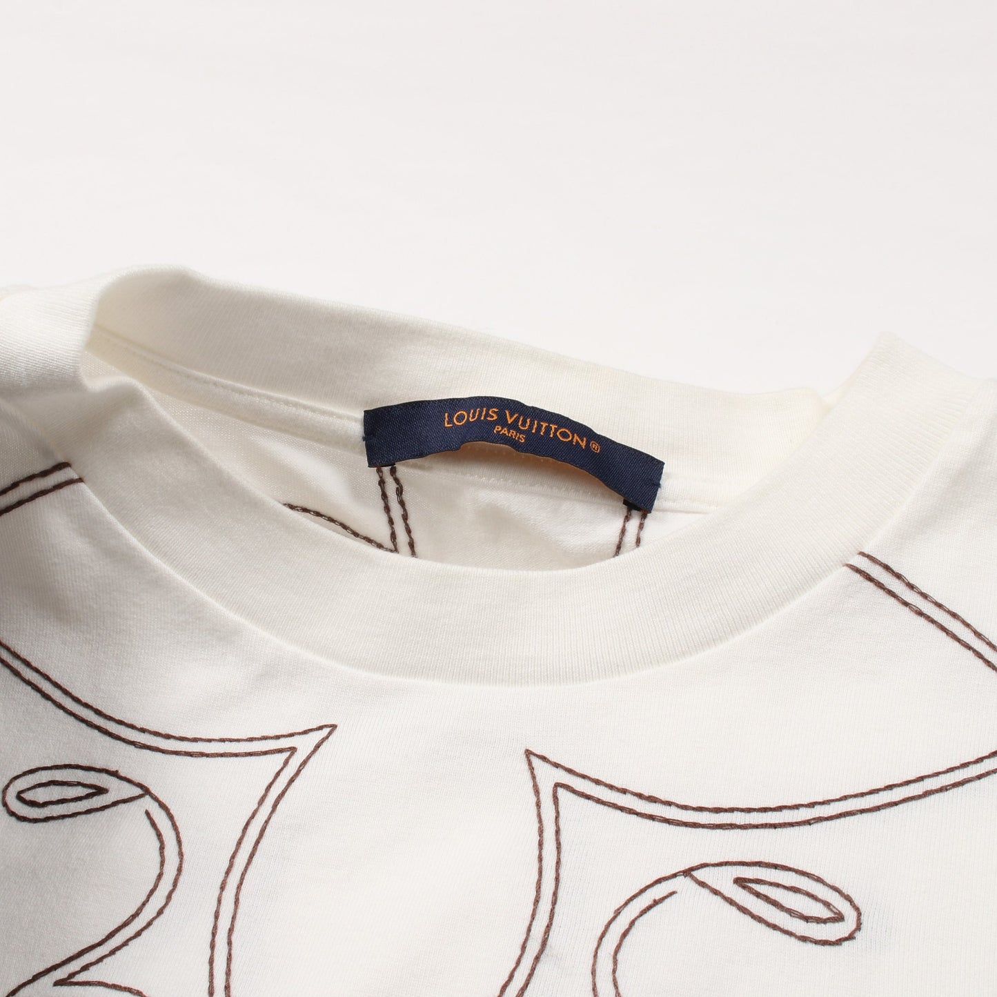 エンブロイダード モノグラム Tシャツ コットン ホワイト ブラウン ルイヴィトン トップス LOUIS VUITTON