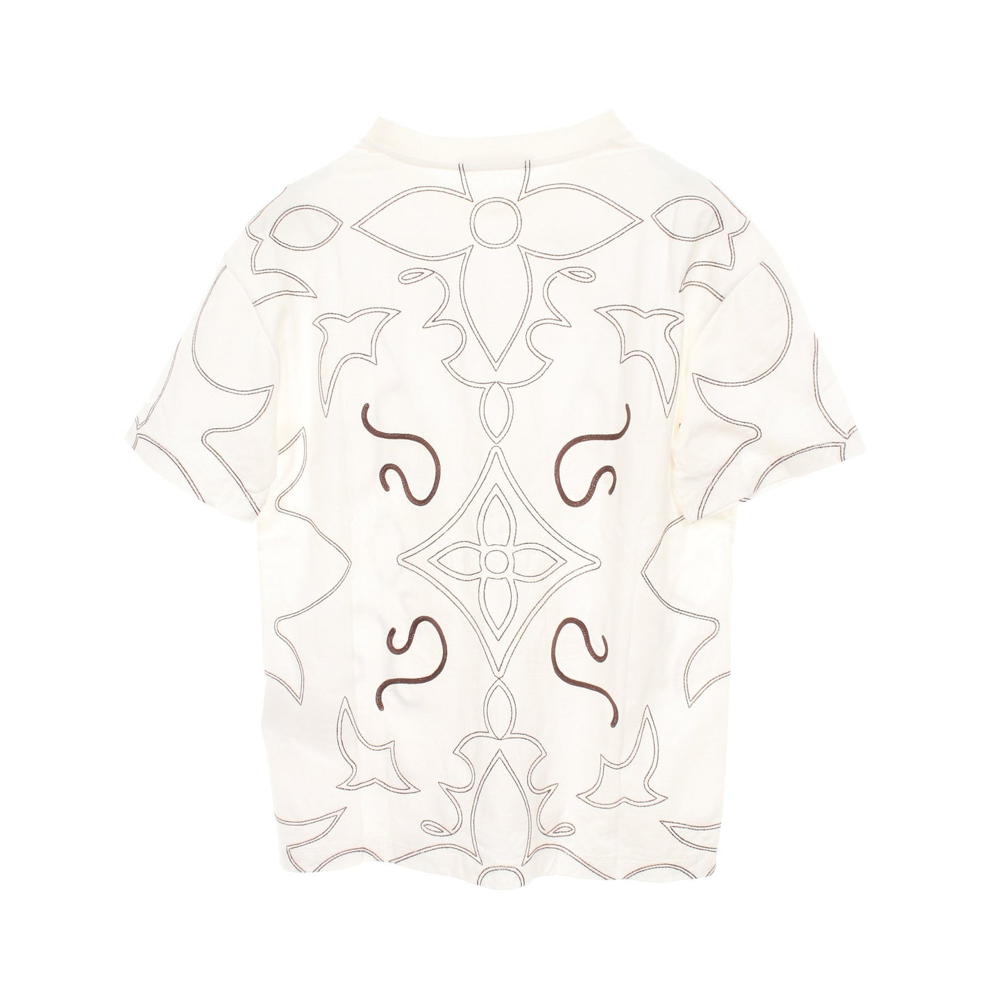 エンブロイダード モノグラム Tシャツ コットン ホワイト ブラウン ルイヴィトン トップス LOUIS VUITTON