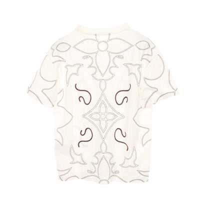 エンブロイダード モノグラム Tシャツ コットン ホワイト ブラウン ルイヴィトン トップス LOUIS VUITTON