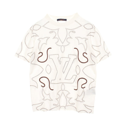 エンブロイダード モノグラム Tシャツ コットン ホワイト ブラウン ルイヴィトン トップス LOUIS VUITTON