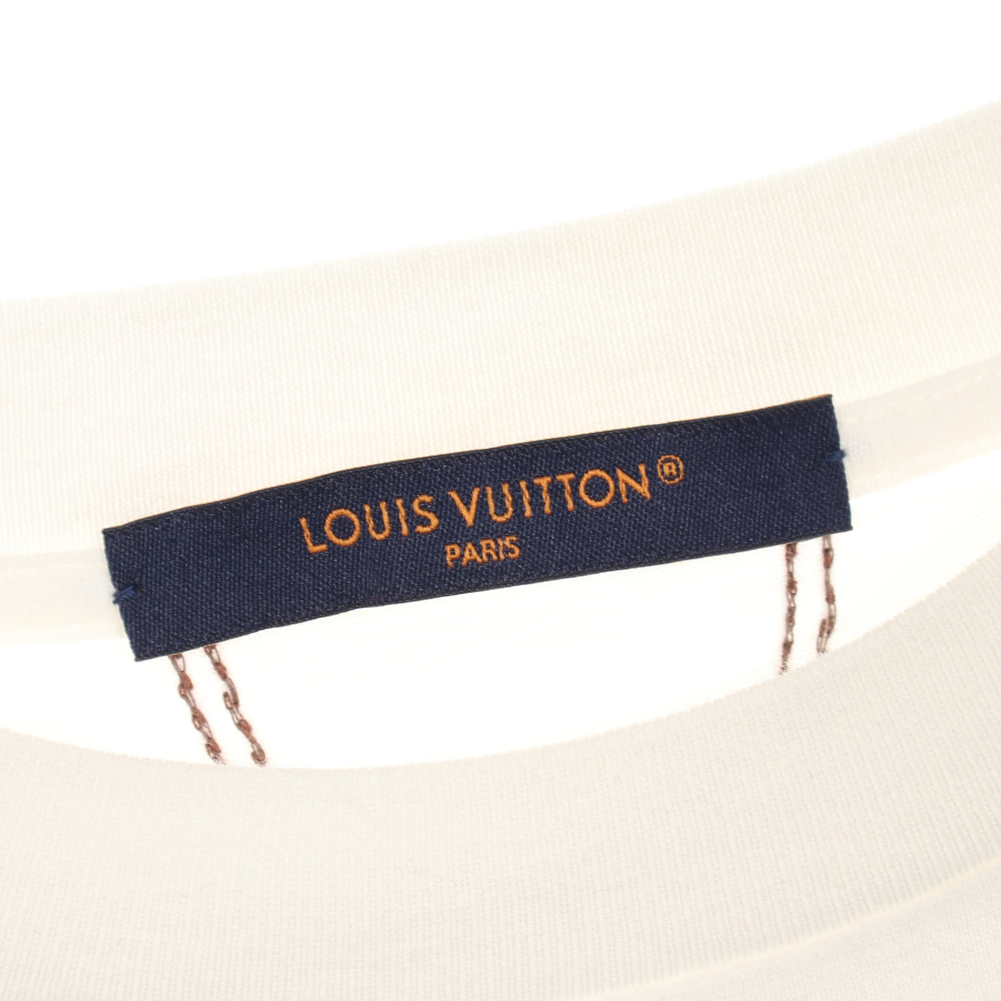 エンブロイダード モノグラム Tシャツ コットン ホワイト ブラウン ルイヴィトン トップス LOUIS VUITTON