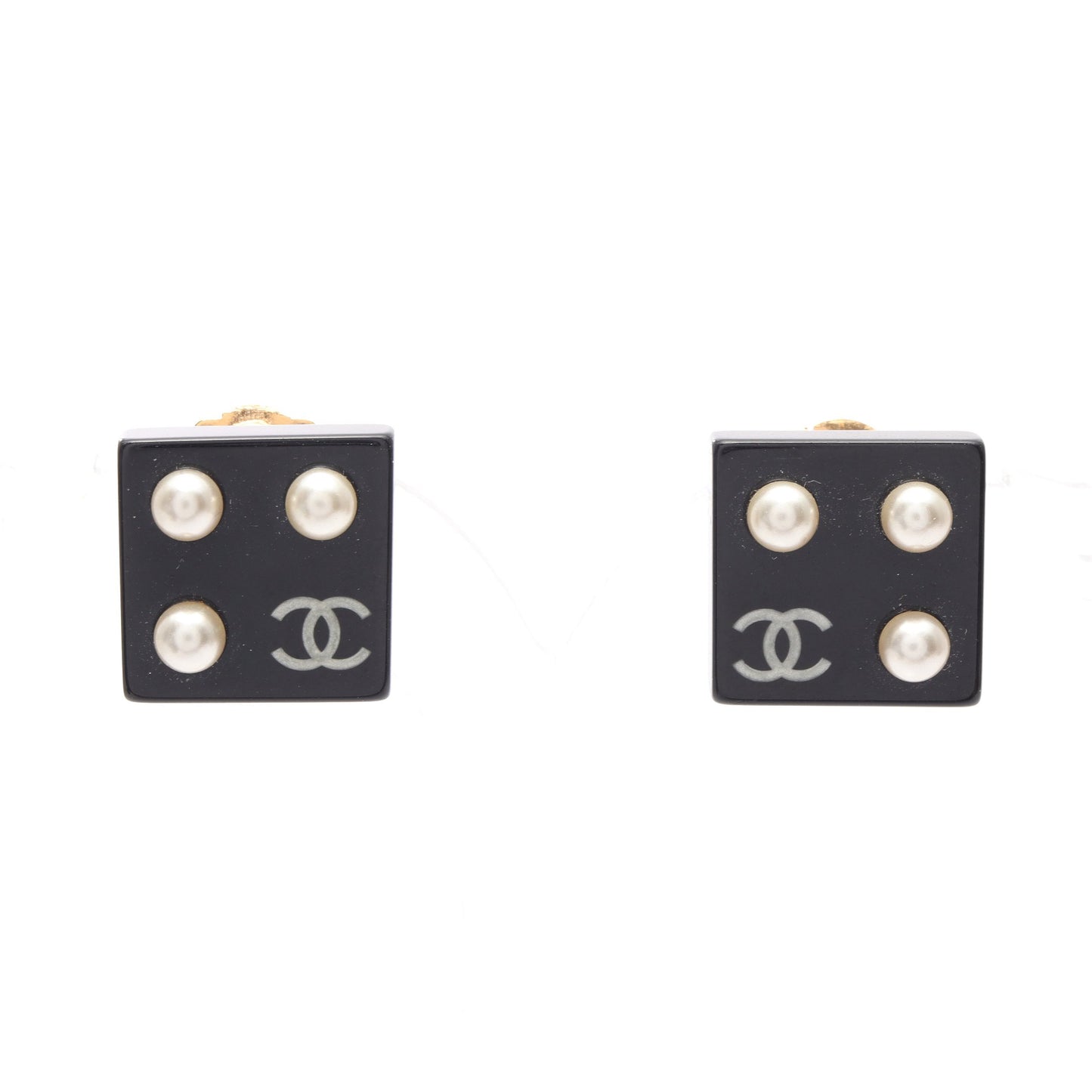 ココマーク ピアス GP フェイクパール ブラック オフホワイト 03C シャネル アクセサリー CHANEL