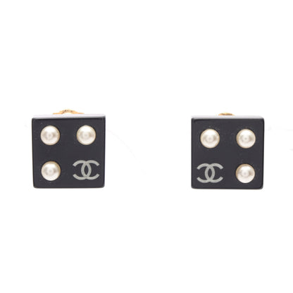ココマーク ピアス GP フェイクパール ブラック オフホワイト 03C シャネル アクセサリー CHANEL