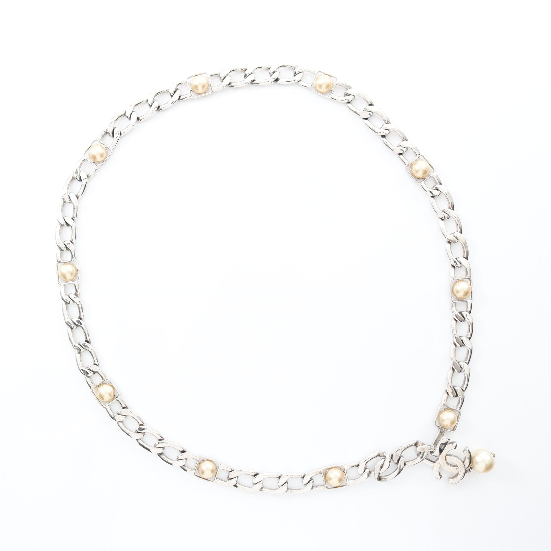 ココマーク チェーン ベルト フェイクパール シルバー オフ