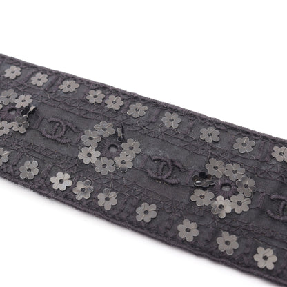 ココマーク ベルト フラワー スパンコール ファブリック レザー ブラック シルバー金具 06P シャネル 財布・小物 CHANEL