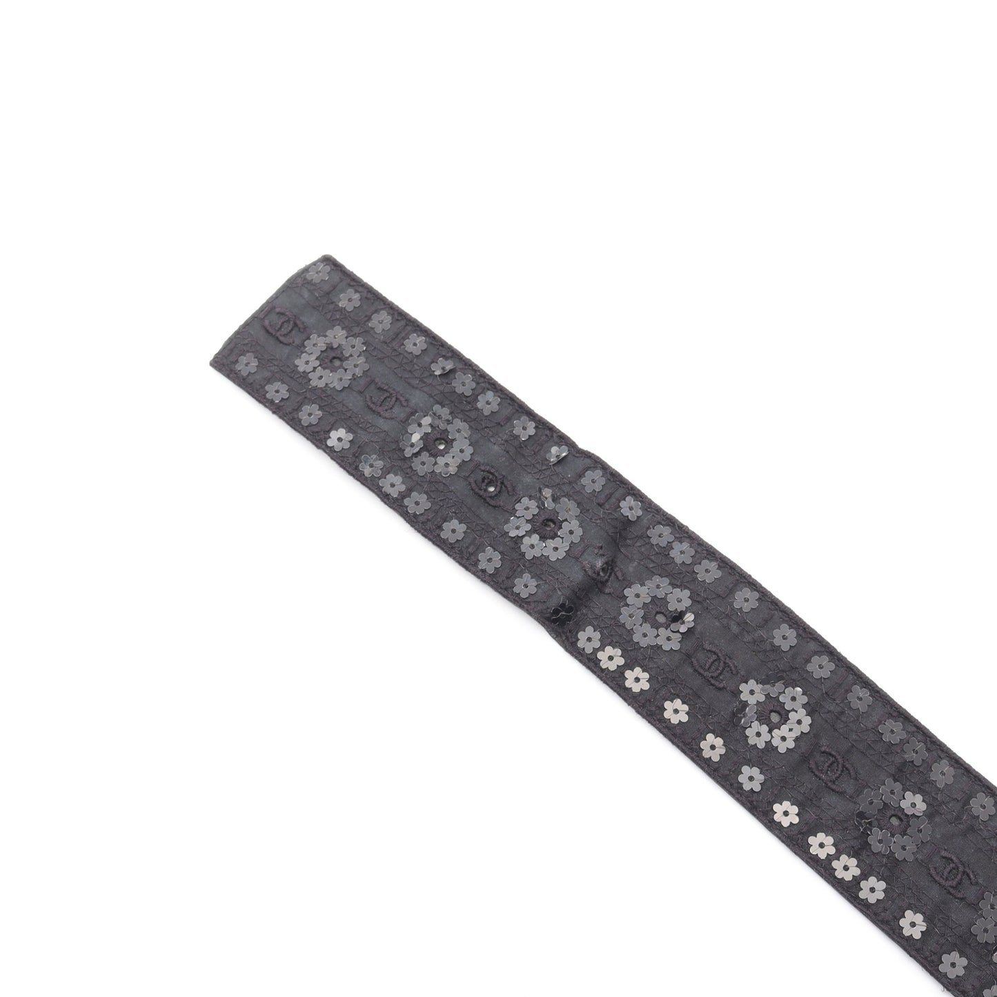 ココマーク ベルト フラワー スパンコール ファブリック レザー ブラック シルバー金具 06P シャネル 財布・小物 CHANEL