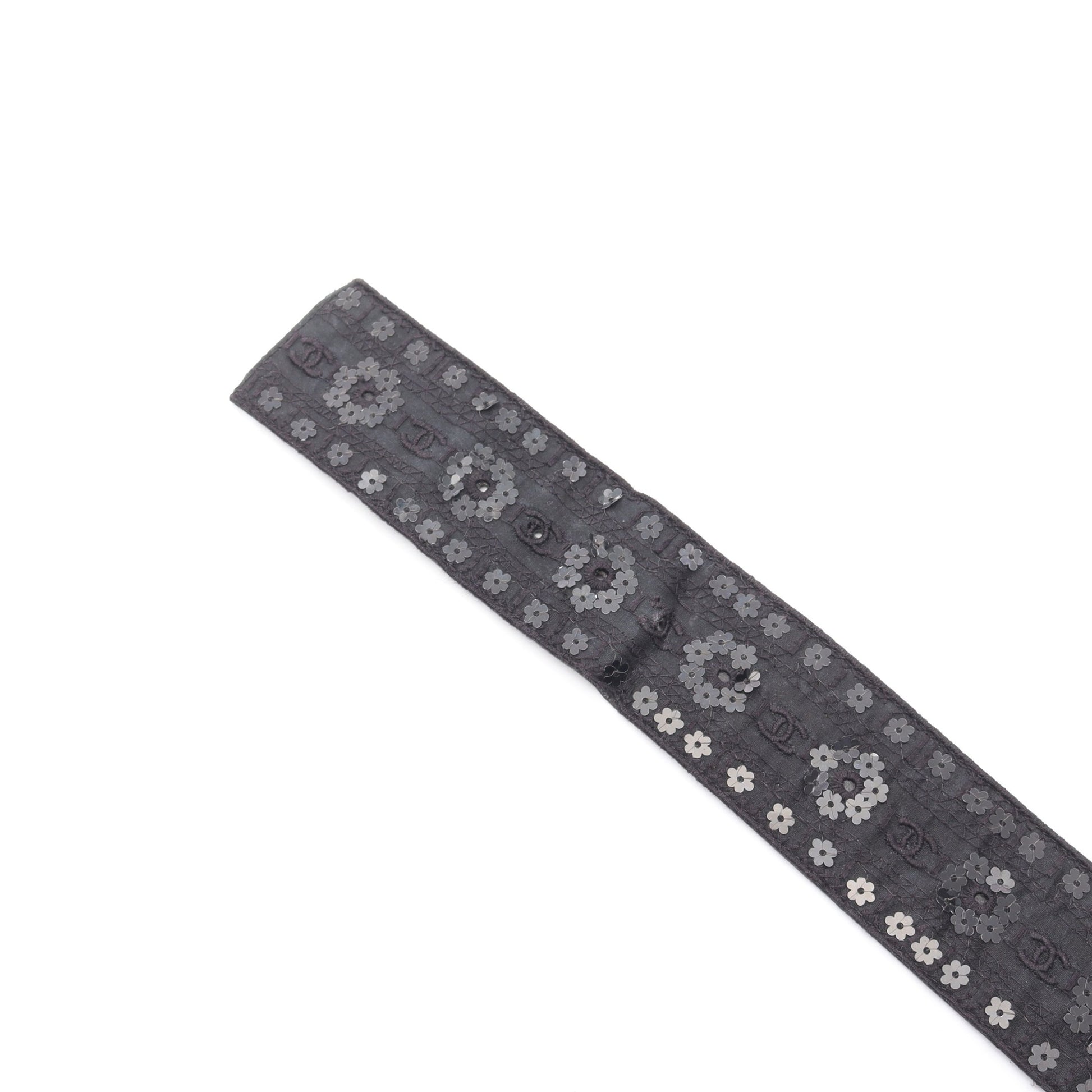 ココマーク ベルト フラワー スパンコール ファブリック レザー ブラック シルバー金具 06P シャネル 財布・小物 CHANEL