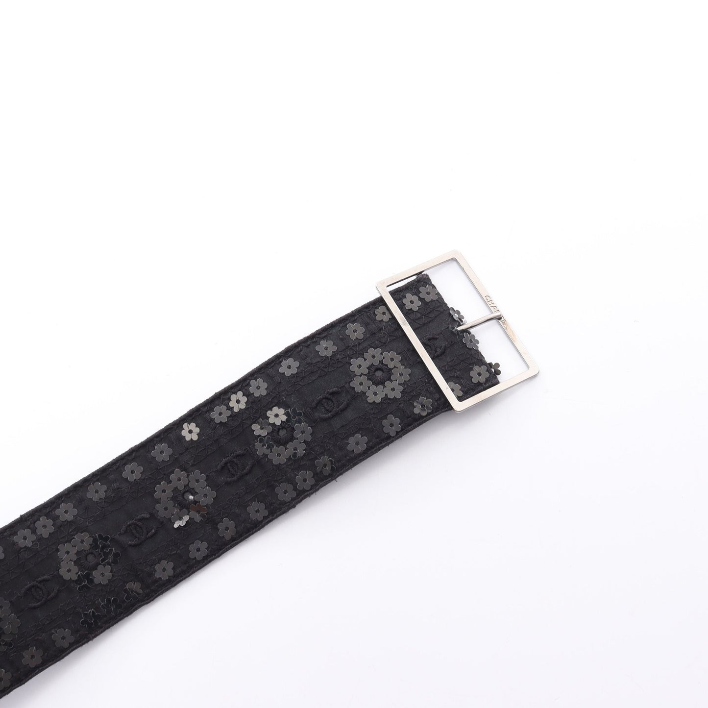 ココマーク ベルト フラワー スパンコール ファブリック レザー ブラック シルバー金具 06P シャネル 財布・小物 CHANEL
