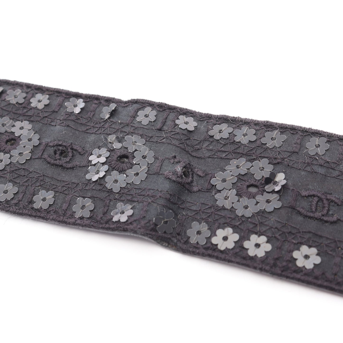 ココマーク ベルト フラワー スパンコール ファブリック レザー ブラック シルバー金具 06P シャネル 財布・小物 CHANEL