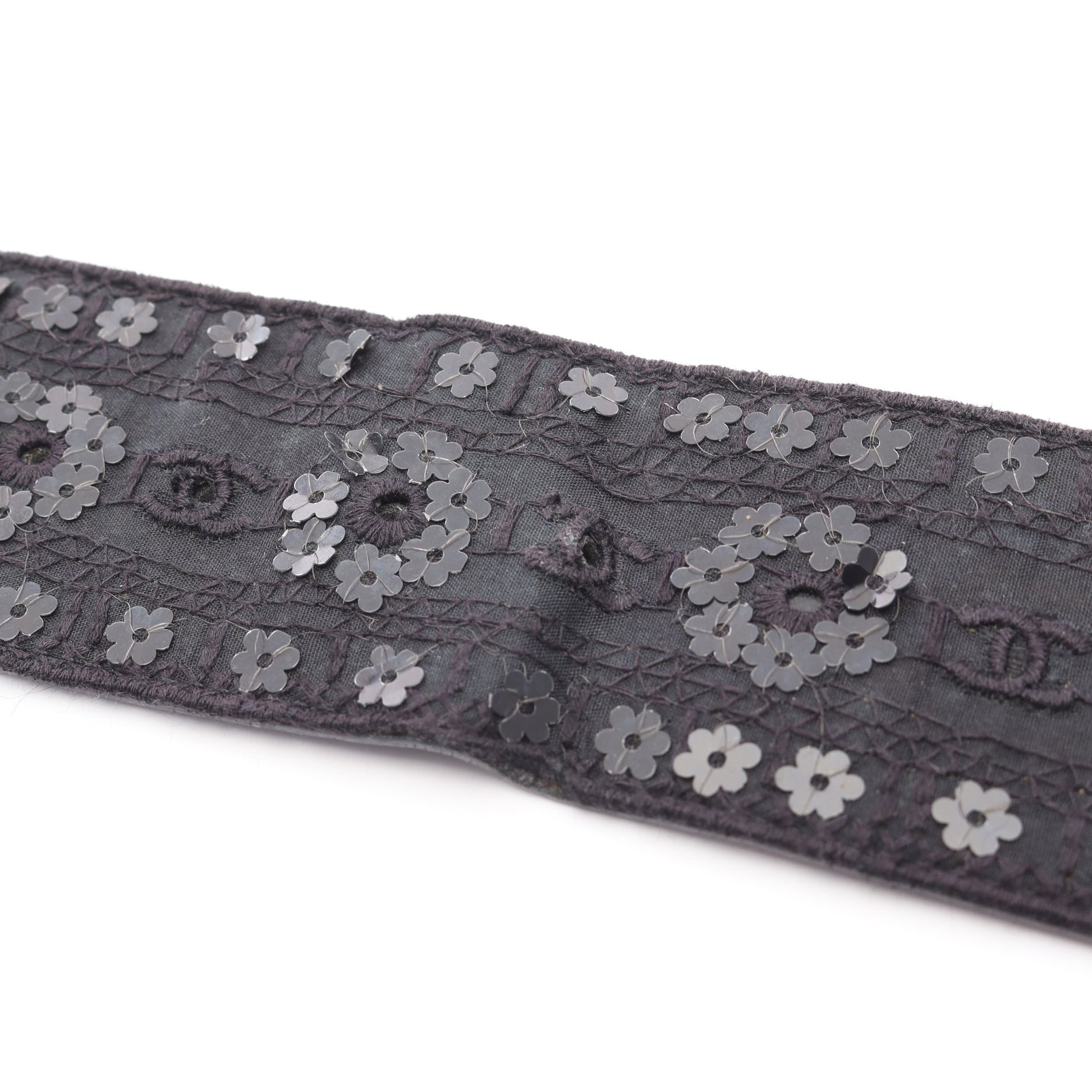 ココマーク ベルト フラワー スパンコール ファブリック レザー ブラック シルバー金具 06P シャネル 財布・小物 CHANEL